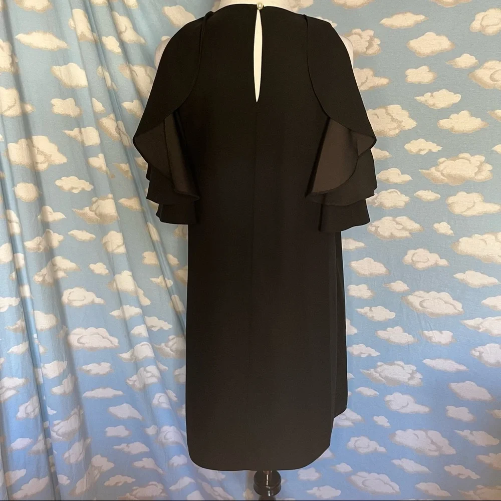 Kate Spade Cold Shoulder Ruffled Sleeveless Shift Dress Black‎ Small Y2K Prep